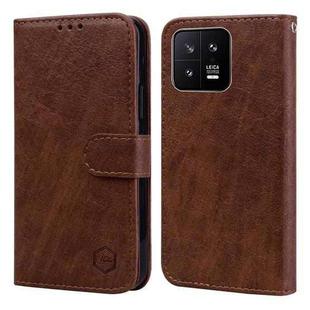 For Xiaomi 13 Skin Feeling Oil Leather Texture PU + TPU Phone Case(Brown)