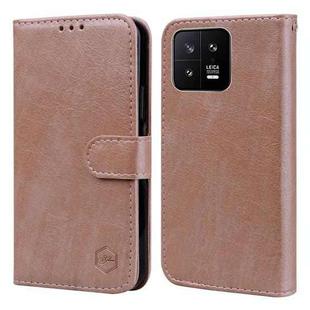 For Xiaomi 13 Skin Feeling Oil Leather Texture PU + TPU Phone Case(Champagne)