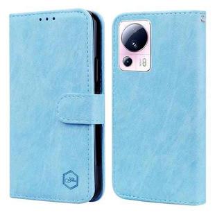 For Xiaomi 13 Lite Skin Feeling Oil Leather Texture PU + TPU Phone Case(Light Blue)