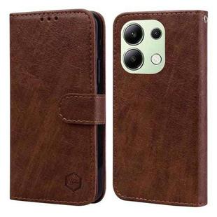 For Xiaomi Redmi Note 13 4G Skin Feeling Oil Leather Texture PU + TPU Phone Case(Brown)