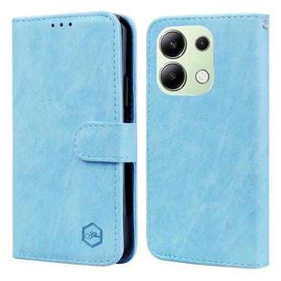 For Xiaomi Redmi Note 13 4G Skin Feeling Oil Leather Texture PU + TPU Phone Case(Light Blue)