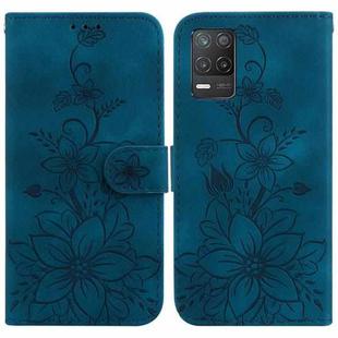 For Realme 8 5G Global / V13 5G Lily Embossed Leather Phone Case(Dark Blue)