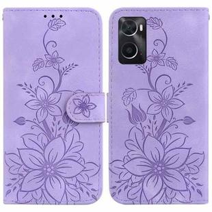 For Realme 9i / A76 4G / A36 Lily Embossed Leather Phone Case(Purple)