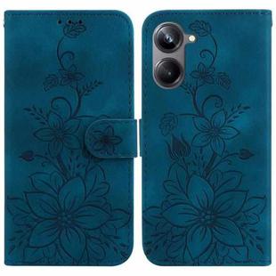 For Realme 10 Pro 5G Lily Embossed Leather Phone Case(Dark Blue)