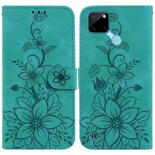 For Realme C21Y Lily Embossed Leather Phone Case(Green)