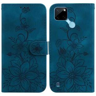 For Realme C21Y Lily Embossed Leather Phone Case(Dark Blue)