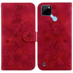 For Realme C21Y Lily Embossed Leather Phone Case(Red)