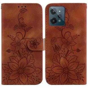 For Realme C31 Lily Embossed Leather Phone Case(Brown)