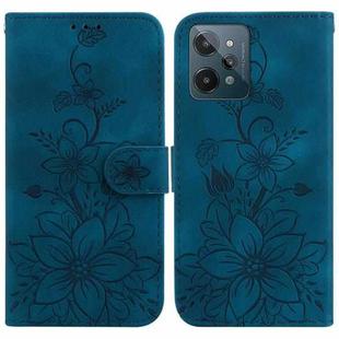 For Realme C31 Lily Embossed Leather Phone Case(Dark Blue)