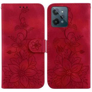 For Realme C31 Lily Embossed Leather Phone Case(Red)