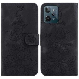 For Realme C31 Lily Embossed Leather Phone Case(Black)