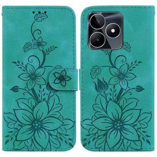 For Realme C53 / Narzo N53 Lily Embossed Leather Phone Case(Green)