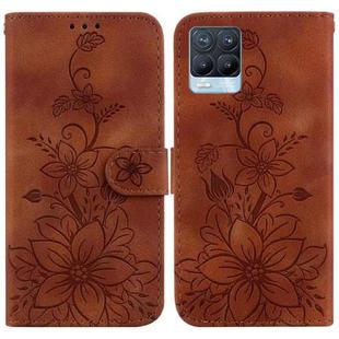 For Realme 8 / 8 Pro Lily Embossed Leather Phone Case(Brown)