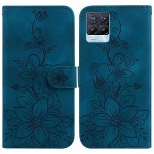 For Realme 8 / 8 Pro Lily Embossed Leather Phone Case(Dark Blue)