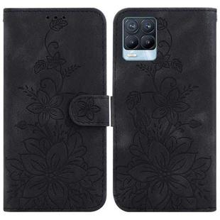 For Realme 8 / 8 Pro Lily Embossed Leather Phone Case(Black)