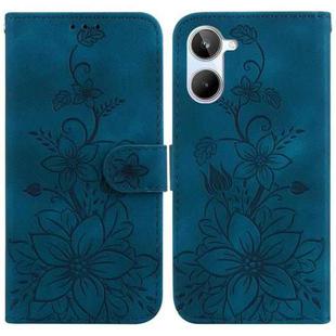 For Realme 10 4G Lily Embossed Leather Phone Case(Dark Blue)