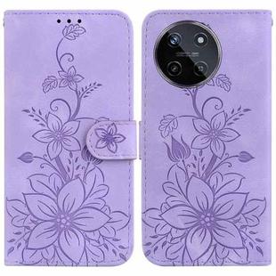 For Realme 11 4G Global Lily Embossed Leather Phone Case(Purple)