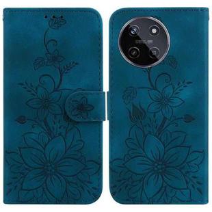 For Realme 11 4G Global Lily Embossed Leather Phone Case(Dark Blue)