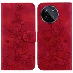 For Realme 11 4G Global Lily Embossed Leather Phone Case(Red)