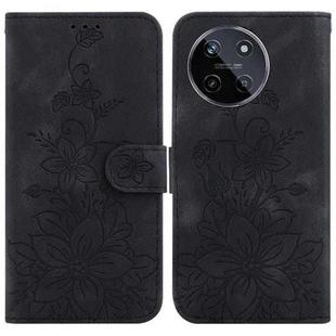 For Realme 11 4G Global Lily Embossed Leather Phone Case(Black)