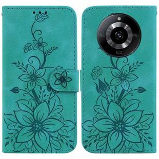 For Realme 11 5G/Narzo 60 India Version Lily Embossed Leather Phone Case(Green)