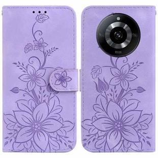 For Realme 11 5G/Narzo 60 India Version Lily Embossed Leather Phone Case(Purple)