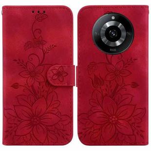 For Realme 11 5G/Narzo 60 India Version Lily Embossed Leather Phone Case(Red)