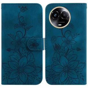 For Realme 11 5G Global Lily Embossed Leather Phone Case(Dark Blue)