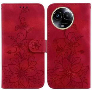 For Realme 11 5G Global Lily Embossed Leather Phone Case(Red)
