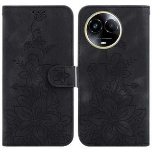 For Realme 11 5G Global Lily Embossed Leather Phone Case(Black)