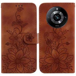 For Realme 11 Pro / 11 Pro+ / Narzo 60 Pro Lily Embossed Leather Phone Case(Brown)