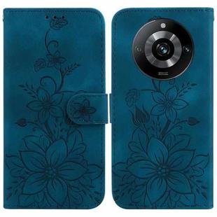 For Realme 11 Pro / 11 Pro+ / Narzo 60 Pro Lily Embossed Leather Phone Case(Dark Blue)