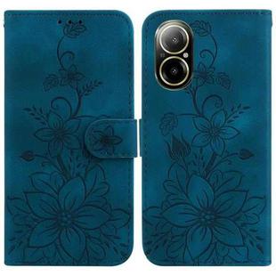 For Realme C67 4G Global Lily Embossed Leather Phone Case(Dark Blue)