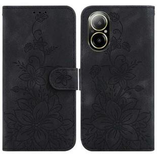 For Realme C67 4G Global Lily Embossed Leather Phone Case(Black)