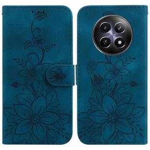 For Realme 12 5G Lily Embossed Leather Phone Case(Dark Blue)