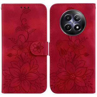 For Realme 12 5G Lily Embossed Leather Phone Case(Red)