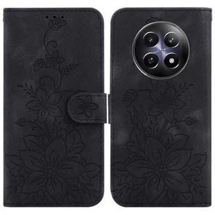 For Realme 12 5G Lily Embossed Leather Phone Case(Black)