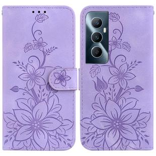 For Realme C65 4G Lily Embossed Leather Phone Case(Purple)