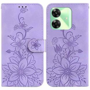 For Realme C61 / C63 / Note 60 Lily Embossed Leather Phone Case(Purple)