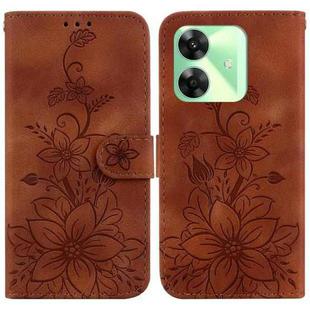 For Realme C61 / C63 / Note 60 Lily Embossed Leather Phone Case(Brown)