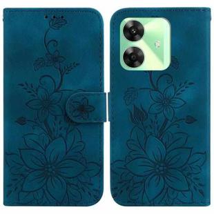 For Realme C61 / C63 / Note 60 Lily Embossed Leather Phone Case(Dark Blue)