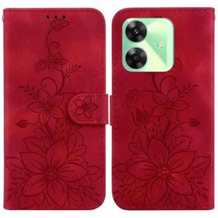 For Realme C61 / C63 / Note 60 Lily Embossed Leather Phone Case(Red)