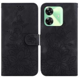 For Realme C61 / C63 / Note 60 Lily Embossed Leather Phone Case(Black)