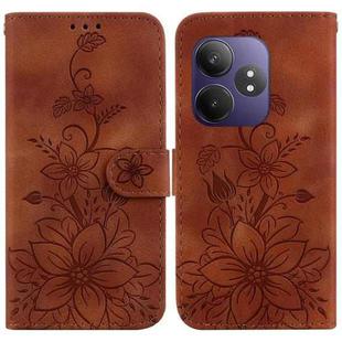 For Realme GT 6 / GT 6T / GT Neo6 Lily Embossed Leather Phone Case(Brown)