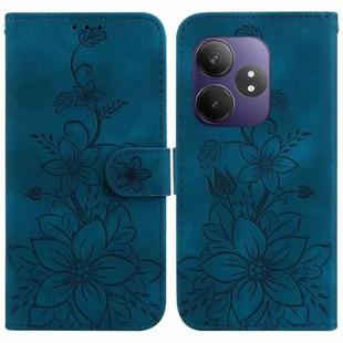 For Realme GT 6 / GT 6T / GT Neo6 Lily Embossed Leather Phone Case(Dark Blue)