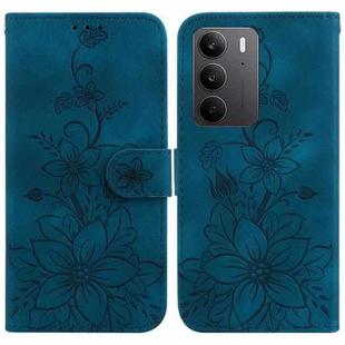 For Realme C75 Lily Embossed Leather Phone Case(Dark Blue)