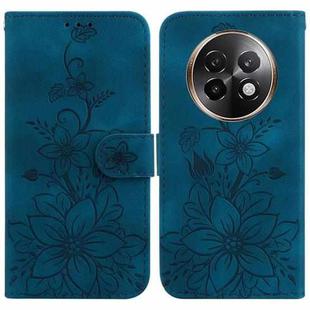 For Realme 13+ Global Lily Embossed Leather Phone Case(Dark Blue)