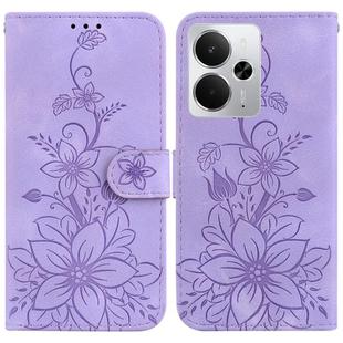 For Realme 14 Lily Embossed Leather Phone Case(Purple)