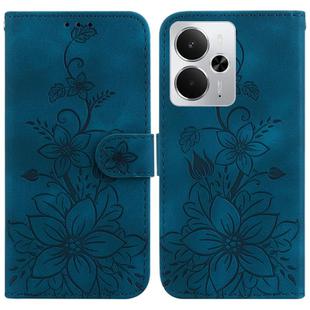 For Realme 14 Lily Embossed Leather Phone Case(Dark Blue)