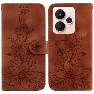 For Realme 15 5G / Realme 15 Pro 5G Lily Embossed Leather Phone Case(Brown)